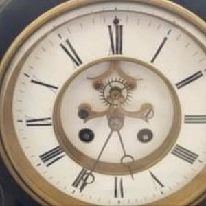 Antique French Black Slate Mantel Clock